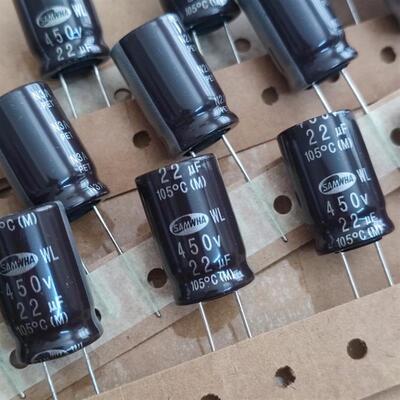 10个全新原装进口三和450v22uf500v22uf68uf400v33uf电解电容器