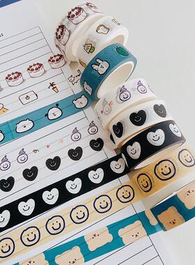 insM自制卡通和纸胶带简约笑脸小胶带手账日记diy贴纸手撕纸胶带