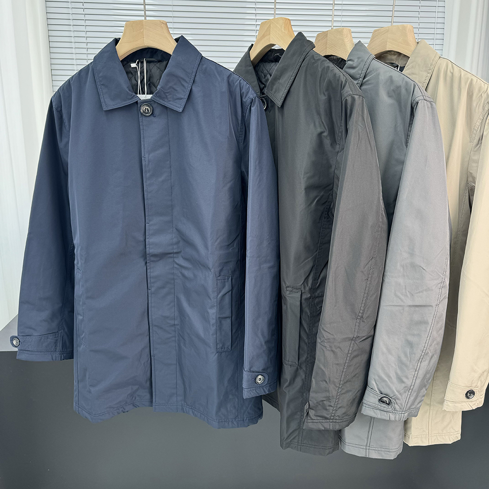 秋冬男士英伦风夹棉加厚中长款商务休闲风衣保暖外套21831