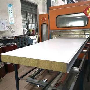 岩棉防火保温板彩钢板隔墙净化板隔热隔音保温板泡沫夹心板瓦楞i.