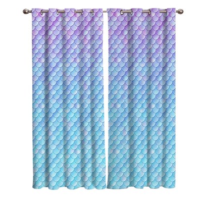 Beautiful Mermaid Scales Window Treatments Curtains Valance