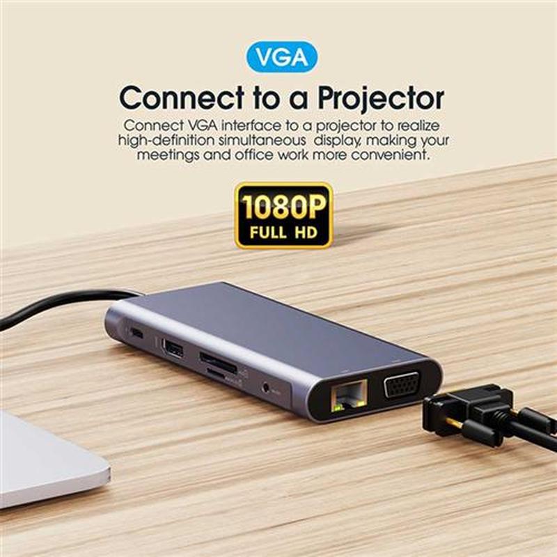 11 in 1 Type-C to PC Computer Charge Dock Station HDMI-Compa