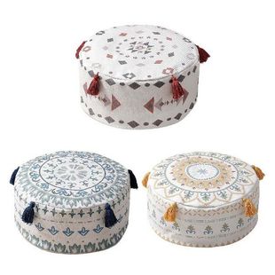 Round Unfilled Pouf Ottoman Cover Footstool Foot Rest Cover
