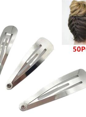 50pcs/pack Silver Tone Snap Hair Clips Craft Bow-Nickel Plat