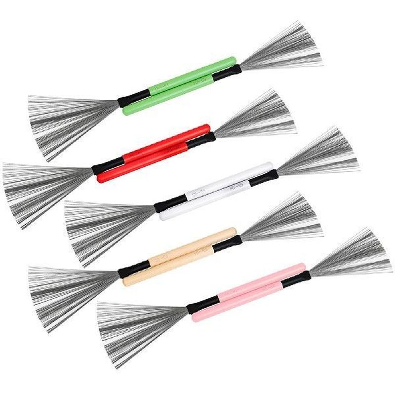 2pcs Drum Sticks Brush Metal Wire Wood Handle Cleaner Drum