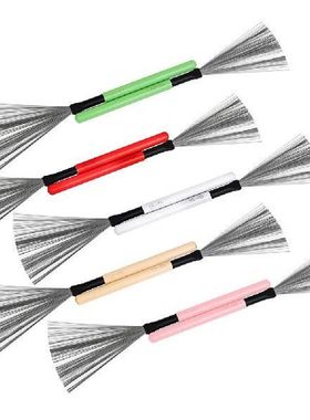 2pcs Drum Sticks Brush Metal Wire Wood Handle Cleaner Drum