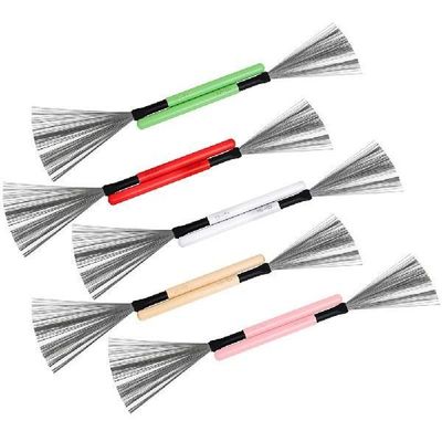 2pcs Drum Sticks Brush Metal Wire Wood Handle Cleaner Drum
