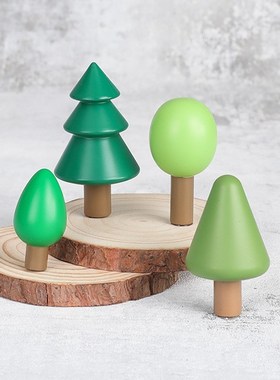 4 pcs Geometric Little Trees Cake Topper Jungle Safari One 1