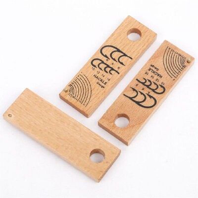Portable Wooden Fly Tying Hackle Measuring Gauge Tool