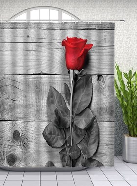 Bathtub Curtain Carpet Flower Bathroom-Decor Red And Rose Pe