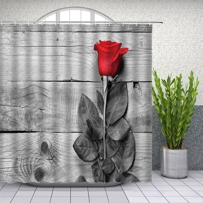 Bathtub Curtain Carpet Flower Bathroom-Decor Red And Rose Pe