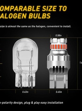 2x Flash Strobe T20 7443 W21/5W WY21W Car Led Light Brake le