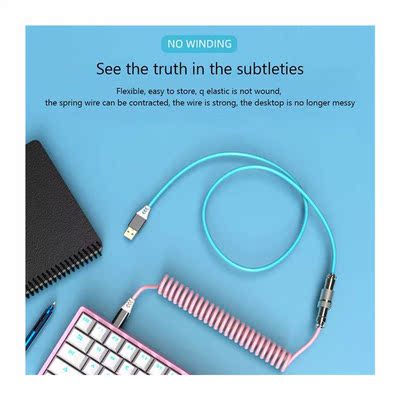 Mechanical Keybod Aviation Connector Type C USB Cable Coil