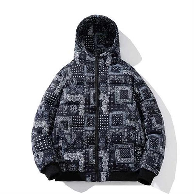 2022 New Winter Jacket Men Bandana Print Patchwork Cotton Pa