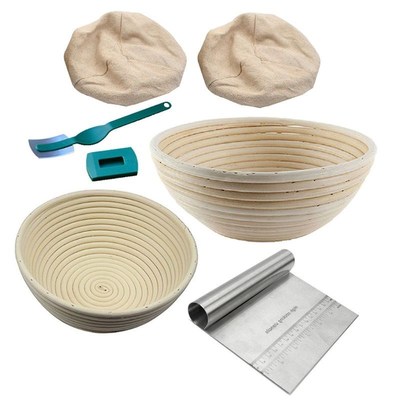 6Pcs Banneton Proofing Baskets With Bread Lame Dough Scraper
