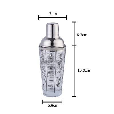 400ML Stainless Steel Scale Cocktail Shaker Bartender Mixing
