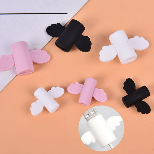 Drop shipping 2Pcs Cute Angel Wing Cable Protector USB