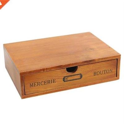 Wooden Retro 1 Layer Drawer Storage Box Vintage Desk Divider