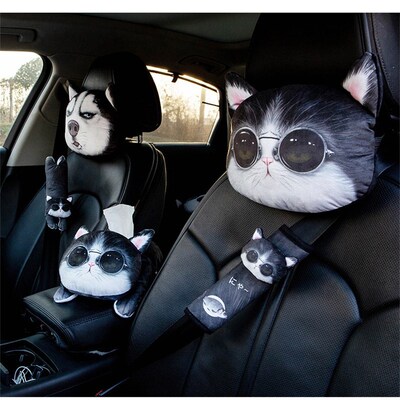 Newest 2019 3D Printed Schnauzer Teddy Dog Face Car Headrest