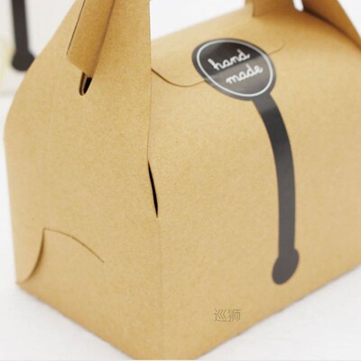 10pcs Kraft Paper Box With Handle Cookie Muffin Cupcake Baki