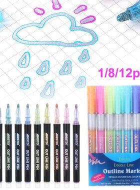 Metallic Double Lines Graffiti Markers Pen Contour Pen Highl