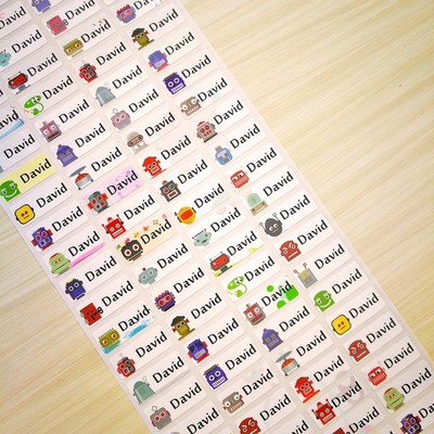 Boy custom name sticker cute cartoon robot waterproof person