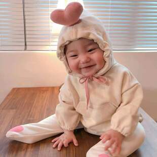 Baby Boy Girl Cute heart Costume Solid pink gray bodysuit wa