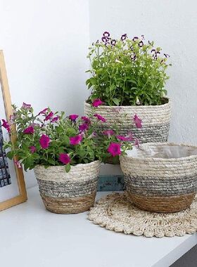 Seagrass Planter Basket Indoor Outdoor 4 Pack Hand Woven