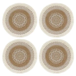 4pcs Table Mat Home Decoration Dining Room With Tassel Non