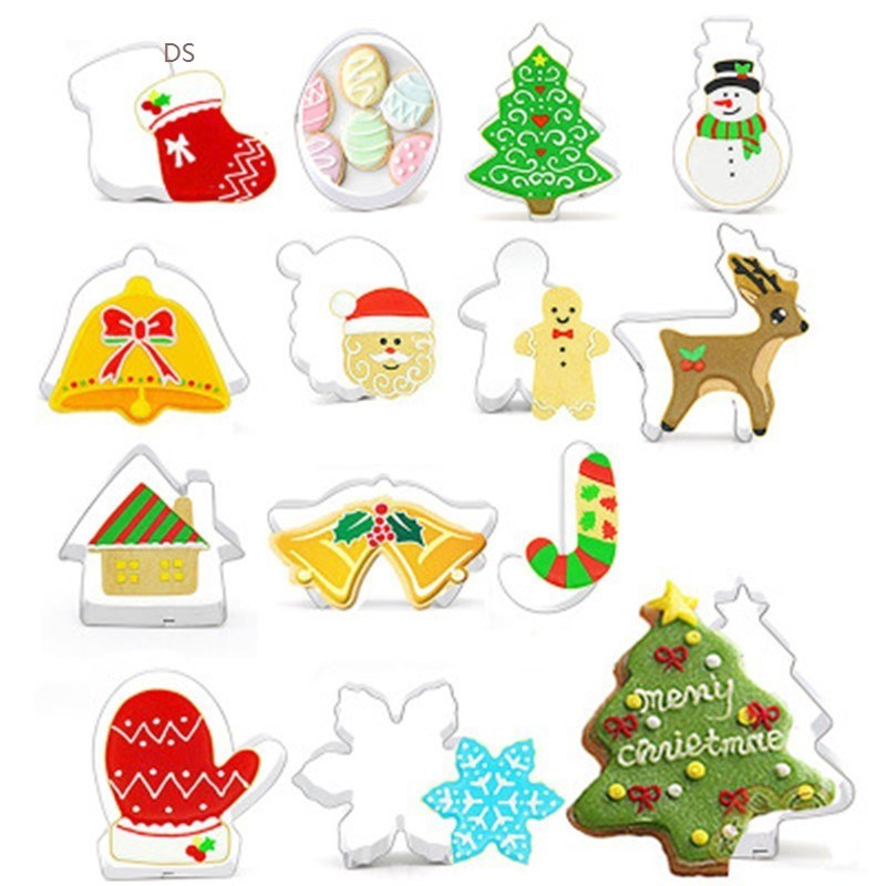 14 Pcs Christmas Cookie Cutters Set Snowman Christmas Tree C