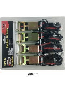 4pcs 4.5M*25mm Car Tension Rope Tie Down Strap Strong Ratche