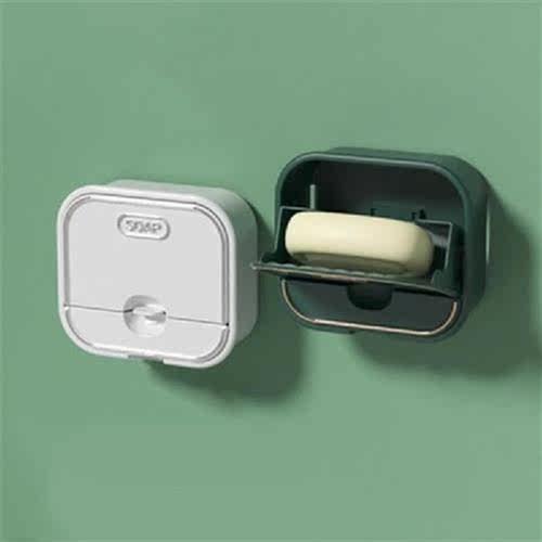 Wall Mounted Punch-free Soap Box With Lid Holder Container