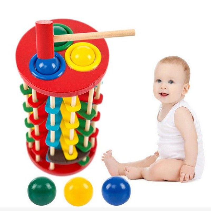 Wooden Toys Batting Ladder Hand Knock The Ball Montessori