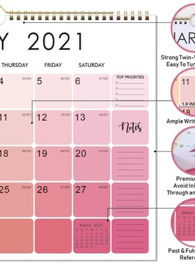 2021 Calendar Wall Sticker with Hanging Loop To-Do List Year