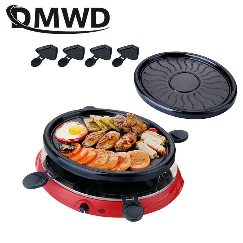DMWD Household Electric Raclette Grill Smokeless Griddle Non