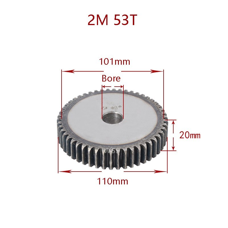 1Pcs 53-62 Tooth Mod 2 Spur Gear Thick 20mm 45# Carbon Steel