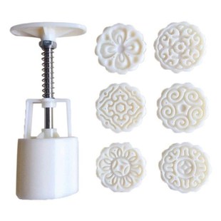 6pcs 3D Flowers Stamps Moon Cake Decor Mould Barrel Round Mo