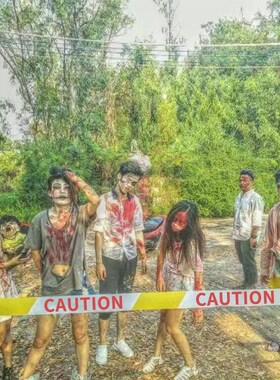 Halloween cordon isolation tape plastic PE yellow skull