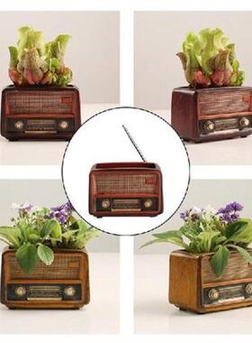 T84E Retro Radio Shaped Flower Pot Indoor Plant Pots