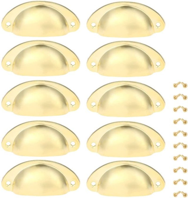 10Pcs Cabinet Cup Pull Handle 82x35mm Drawer Shell Pull Hand