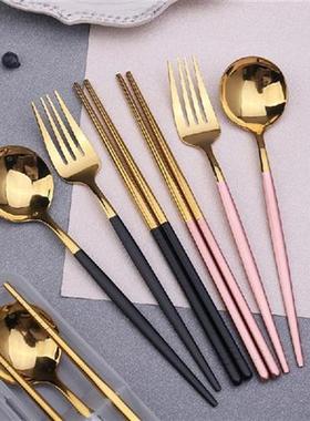 3Pcs/set Stainless Steel Spoon Fork Chopstick Knife Set