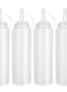 4PCS Squeeze Squirt Condit Bottles With Cap Lids Salad Sauce