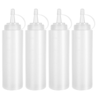 4PCS Squeeze Squirt Condit Bottles With Cap Lids Salad Sauce