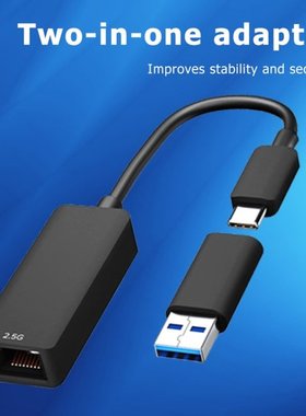 2 in 1 USB3.0/Type-C to Gigabit Ethernet Adapter 2500Mbps RJ