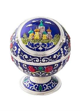Windproof Ash Tray Vintage Zinc Alloy Flower Pattern Globe