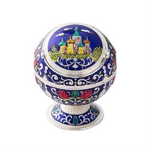 Windproof Ash Tray Vintage Zinc Alloy Flower Pattern Globe