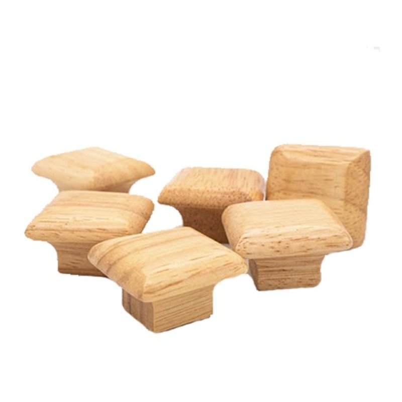 6 Pieces Single Hole Cabinet Pulls Solid Wood Dresser Knobs