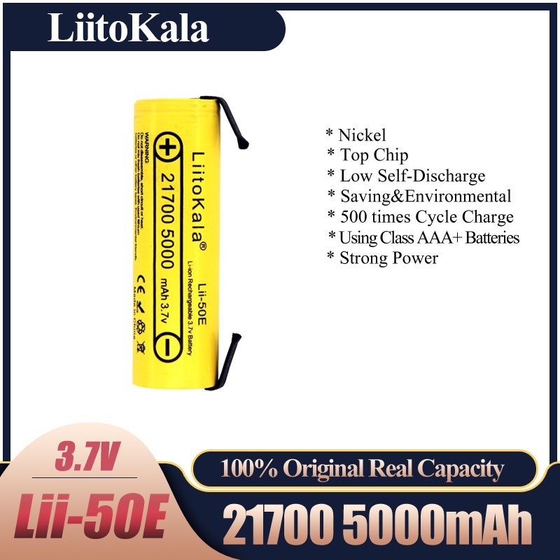 lii-50E 21700 5000mah Rechargeable Battery 3.7V 5C discharge