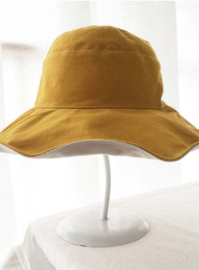 Yellow summer thin ladies doublesided protection sun hat