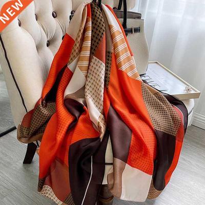 180*90cm Silk Scarf Foulard Bandana 2021 Long Lrage Shawl Wr